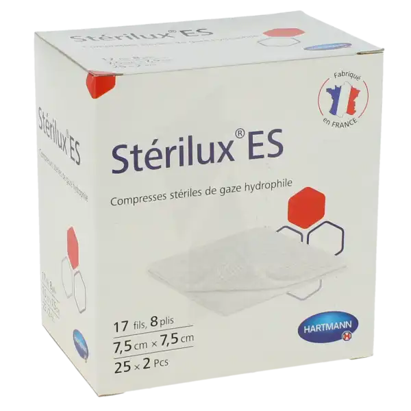 Sterilux Es Compr Gaze Stérile 7,5x7,5cm 25sach/2