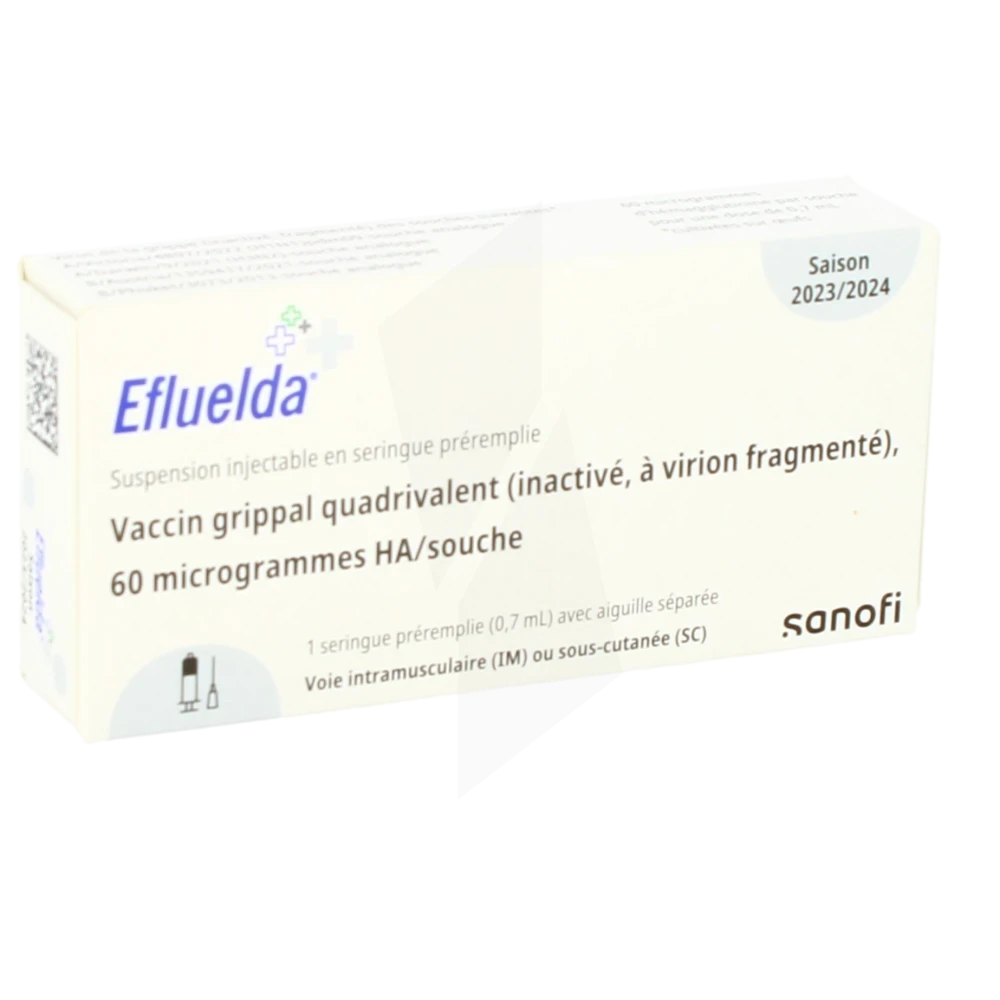 Efluelda, Suspension Injectable En Seringue Préremplie Vaccin Grippal Quadrivalent (inactivé, à Virion Fragmenté), 60 Microgrammes Ha/souche