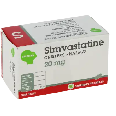 Simvastatine Cristers Pharma 20 Mg, Comprimé Pelliculé à Nice
