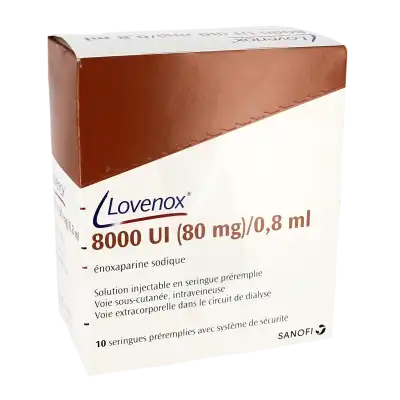 LOVENOX 8 000 UI (80 mg)/0,8 ml, solution injectable en seringue préremplie