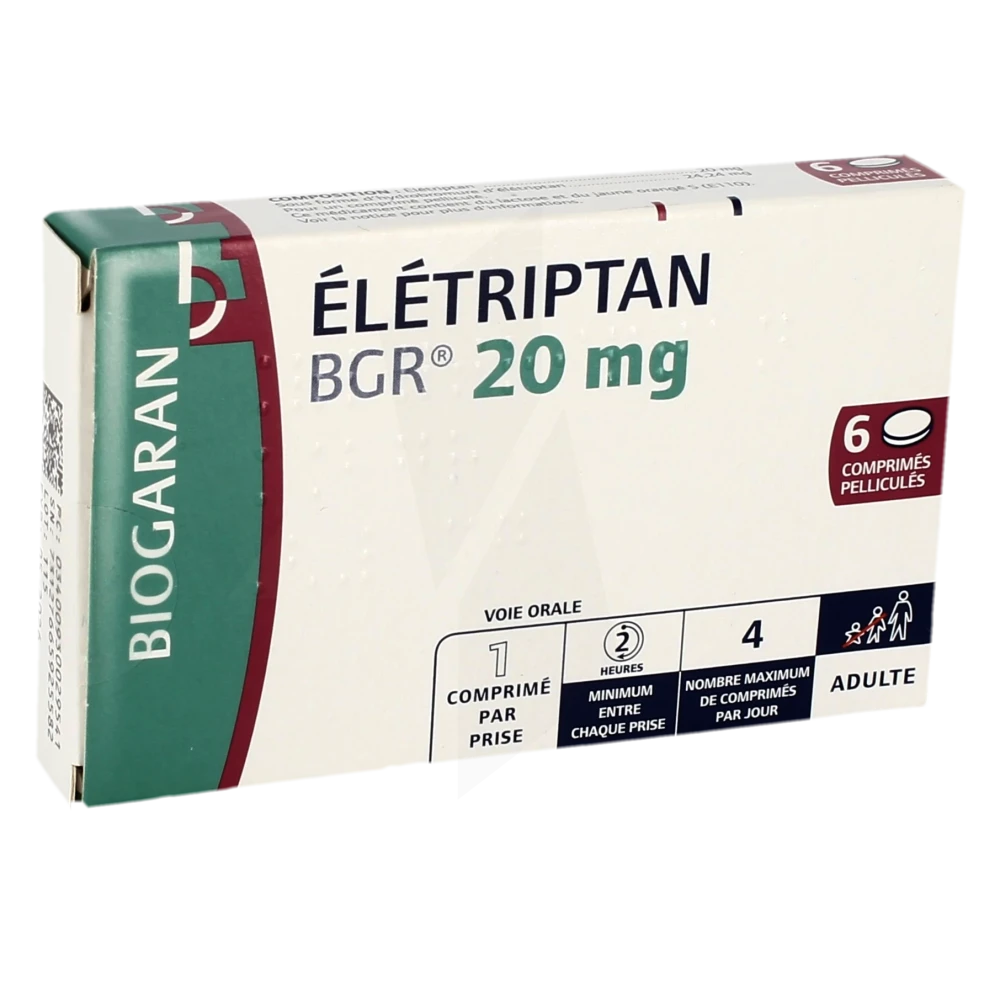 Eletriptan Bgr 20 Mg, Comprimé Pelliculé