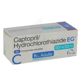 Captopril/hydrochlorothiazide Eg 50 Mg/25 Mg, Comprimé Sécable