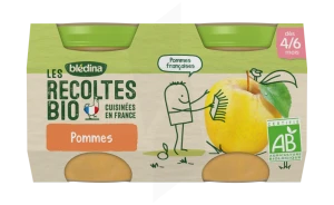 Blédina Les Récoltes Bio Pommes De Nouvelle Aquitaine 2 Pots/130g