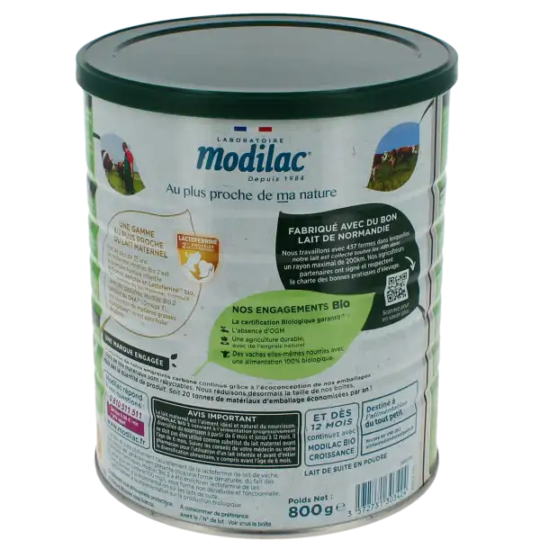 Modilac Mon Petit Bio Lf+ 2 Lait Pdre B/800g