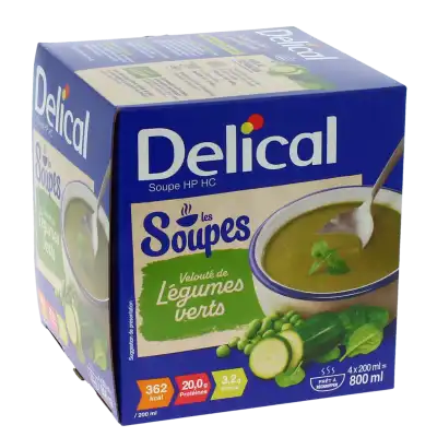 Delical Soupe Hp Hc Nutriment Velouté Légumes Verts 4bols/200ml à Cagnac les Mines