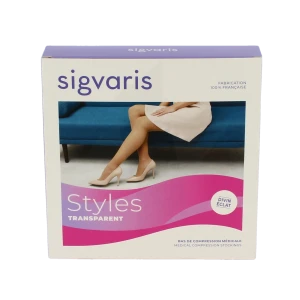 Sigvaris Styles Transparent Bas Auto-fixants Po Femme Classe 2 Beige 120 Small Normal