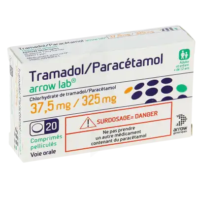 Tramadol/paracetamol Arrow Lab 37,5 Mg/325 Mg, Comprimé Pelliculé à Saint Leu La Forêt