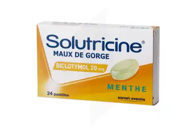 SOLUTRICINE MAUX DE GORGE BICLOTYMOL MENTHE 20 mg, pastille