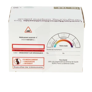 Losartan/hydrochlorothiazide Teva 100 Mg/12,5 Mg, Comprimé Pelliculé