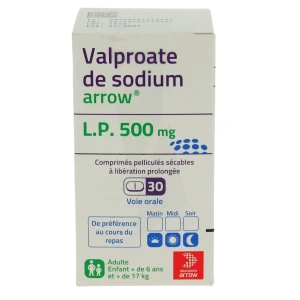 Valproate De Sodium Arrow L.p. 500 Mg, Comprimé Pelliculé Sécable à Libération Prolongée