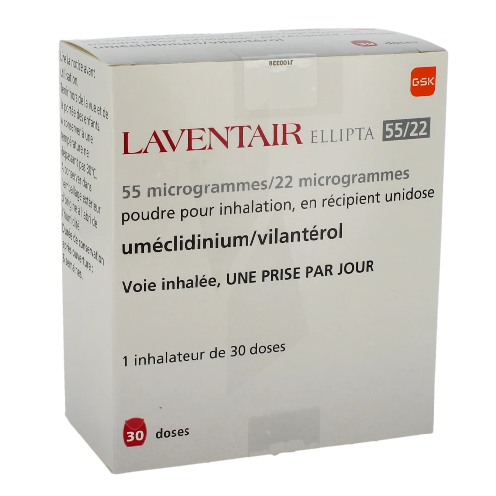 Laventair Ellipta 55 Microgrammes/22 Microgrammes, Poudre Pour Inhalation En Récipient Unidose