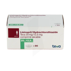 Lisinopril/hydrochlorothiazide Teva 20 Mg/12,5 Mg, Comprimé Sécable