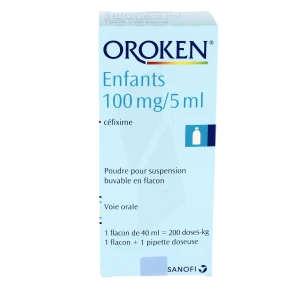 Oroken Enfants 100 Mg/5 Ml, Poudre Pour Suspension Buvable En Flacon