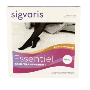 Sigvaris Essentiel Semi-transparent Bas Auto-fixants  Femme Classe 2 Noir Large Normal