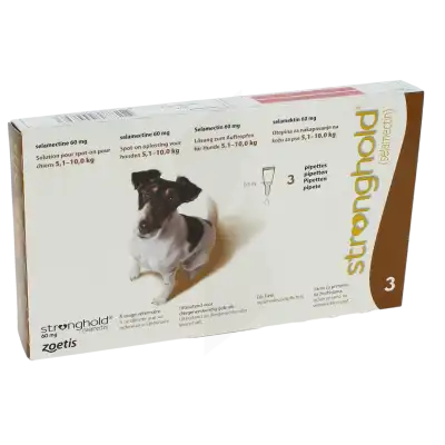 STRONGHOLD 60 MG SOLUTION POUR SPOT-ON POUR CHIENS 5,1 - 10,0 KG, Solution pour spot-on