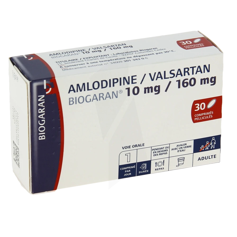 Amlodipine/valsartan Biogaran 10 Mg/160 Mg, Comprimé Pelliculé