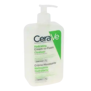 Cerave Crème Moussante Nettoyante Hydratante Visage Pour Les Peaux Normales à Sèches Flacon Pompe/473ml à LLUPIA