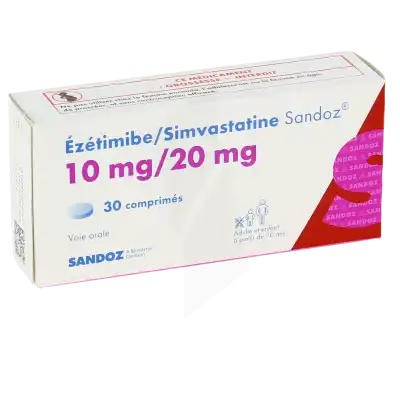 Ezetimibe/simvastatine Sandoz 10 Mg/20 Mg, Comprimé à Nice