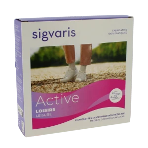 Sigvaris Active Loisirs Chaussette Classe 2 Femme Gris Clair Normal M