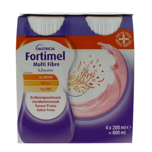 Fortimel Energy Multi Fibre Nutriment Fraise 4 Bouteilles/200ml