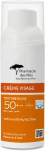 Pharmacie Des Pins Solaire CrÈme Visage Texture Riche Spf 50+ Fl Airless/50ml