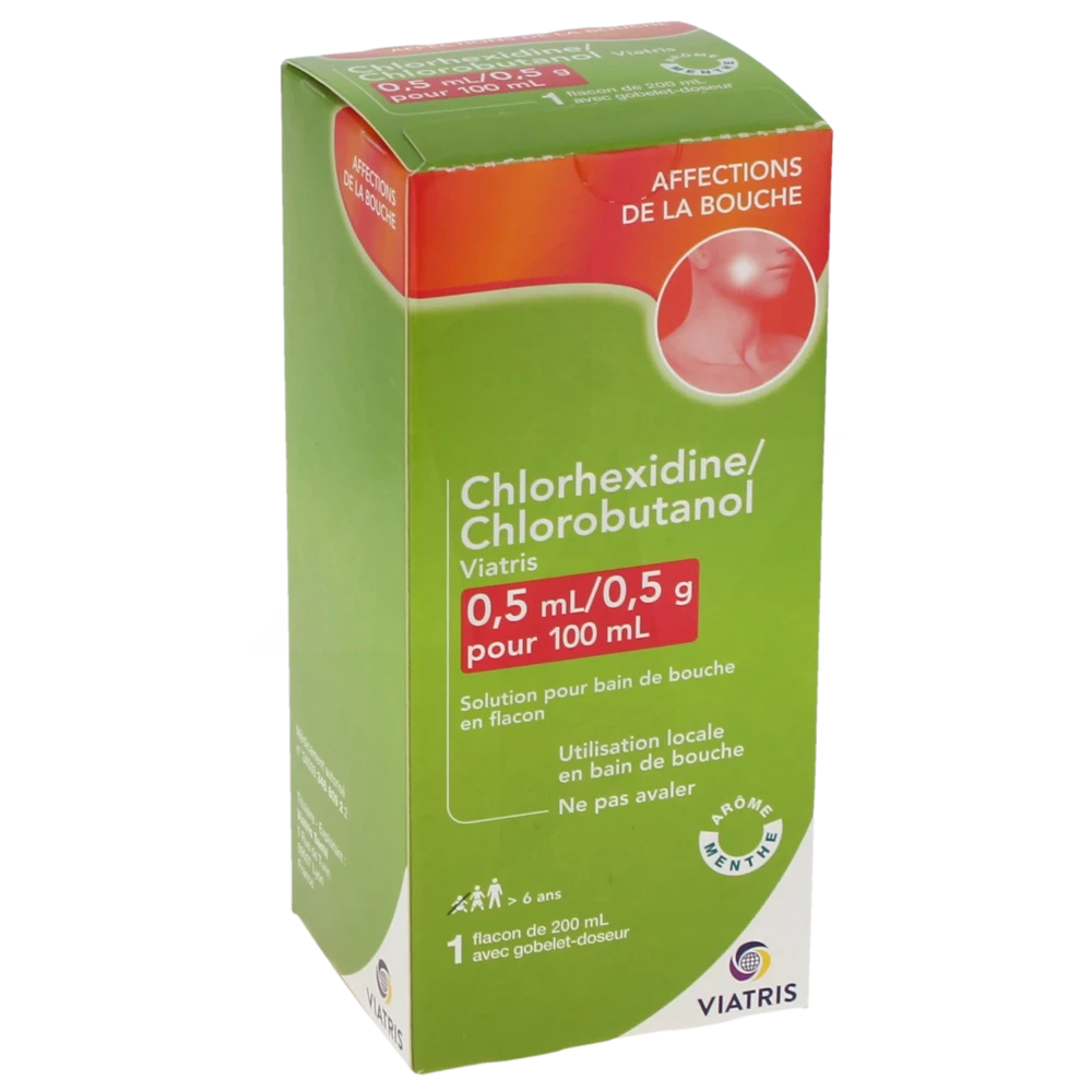 Chlorhexidine/chlorobutanol Viatris 0,5 Ml/0,5 G Pour 100 Ml, Solution Pour Bain De Bouche En Flacon