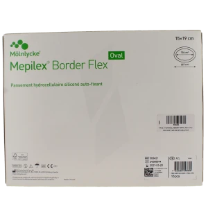 Mepilex Border Flex Oval Pansement Hydrocellulaire Adhésif Stérile Siliconé 15x19cm B/16