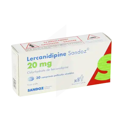 LERCANIDIPINE SANDOZ 20 mg, comprimé pelliculé sécable