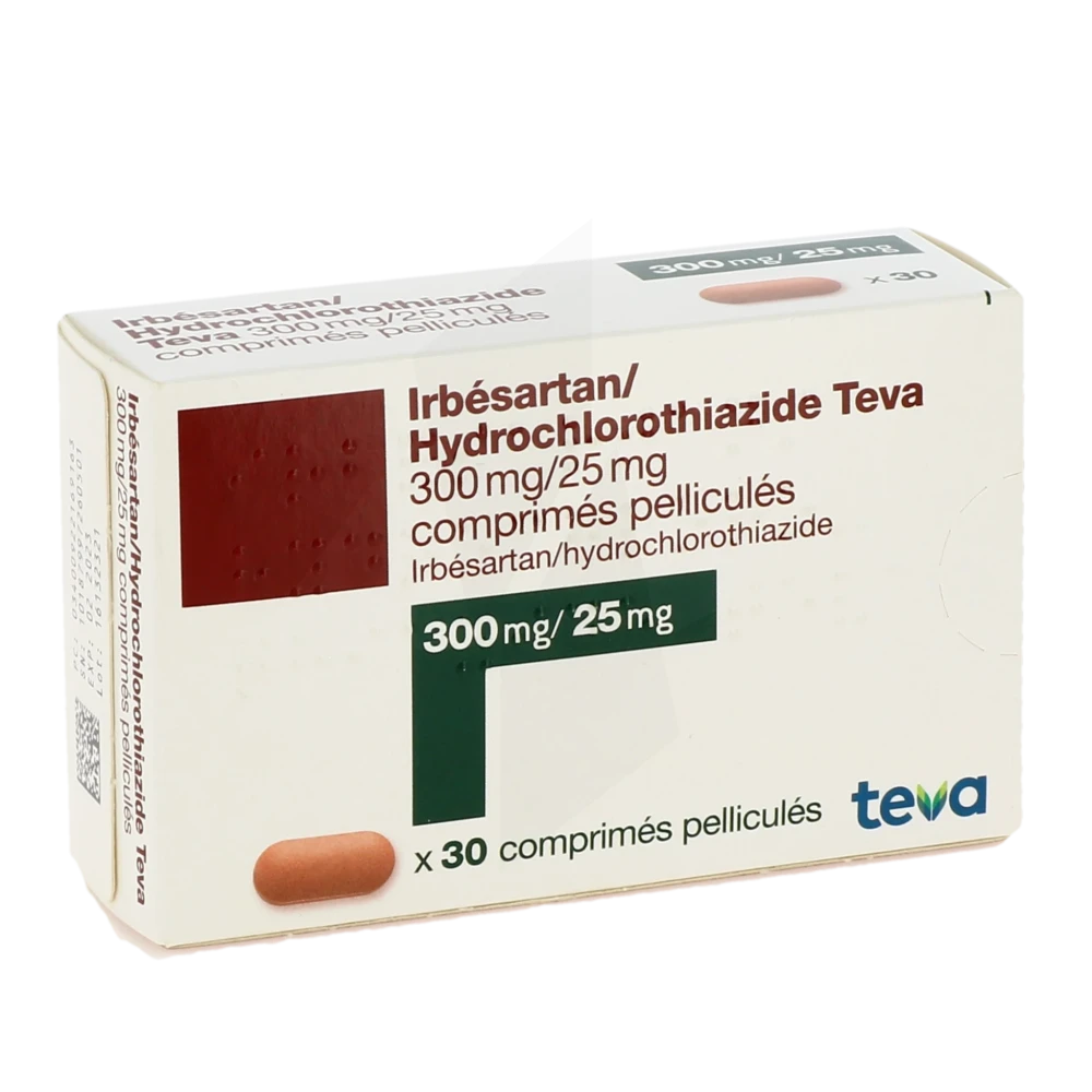 Irbesartan Hydrochlorothiazide Teva 300 Mg/25 Mg, Comprimé Pelliculé