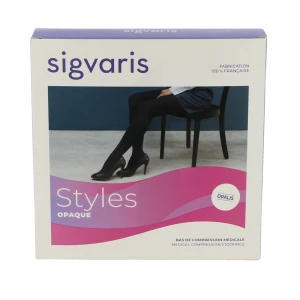 Sigvaris Styles Opaque Bas Auto-fixants  Femme Classe 2 Noir Medium Long