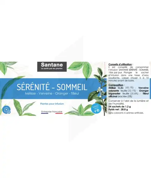 Santane Sérénité Sommeil Infusions En Sachets Doses 24 Sachets