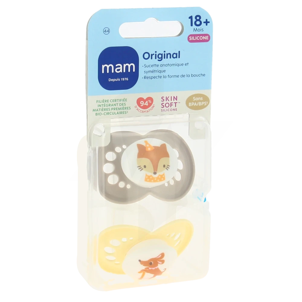 Mam Original Sucette Silicone +18mois Animaux B/2