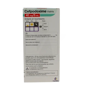Cefpodoxime Viatris Enfants Et Nourissons 40 Mg/5 Ml, Poudre Pour Suspension Buvable