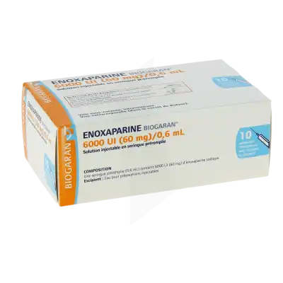 ENOXAPARINE BIOGARAN 6000 UI (60 mg)/0,6 mL, solution injectable en seringue préremplie