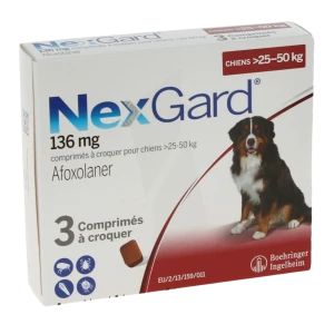 Nexgard 136 Mg Comprime A Croquer Pour Chiens 25 - 50 Kg, Comprimé à Croquer