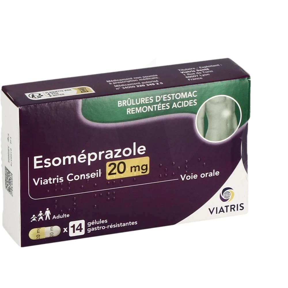 Esomeprazole Viatris Conseil 20 Mg, Gélule Gastro-résistante