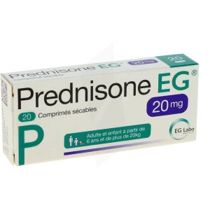 Prednisone Eg 20 Mg, Comprimé Sécable