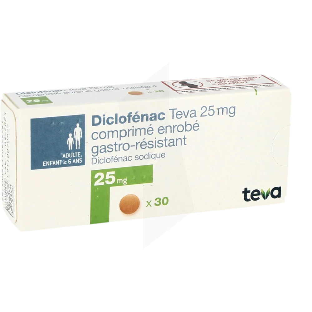 Diclofenac Teva 25 Mg, Comprimé Enrobé Gastro-résistant