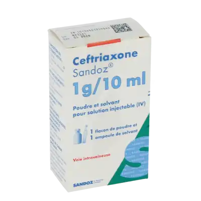Ceftriaxone Sandoz 1 G/10 Ml, Poudre Et Solvant Pour Solution Injectable (iv) à Bordeaux