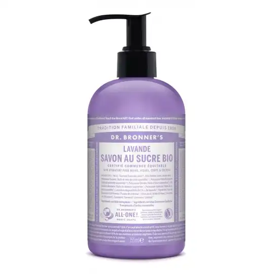 Dr Bronner's Savon Liquide Lavande Et Sucre Bio Flacon Pompe - 355 Ml