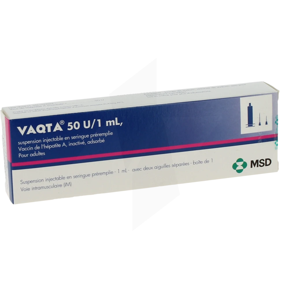 Vaqta 50 U/1 Ml, Suspension Injectable En Seringue Préremplie. Vaccin De L’hépatite A, Inactivé, Adsorbé. Pour Adultes