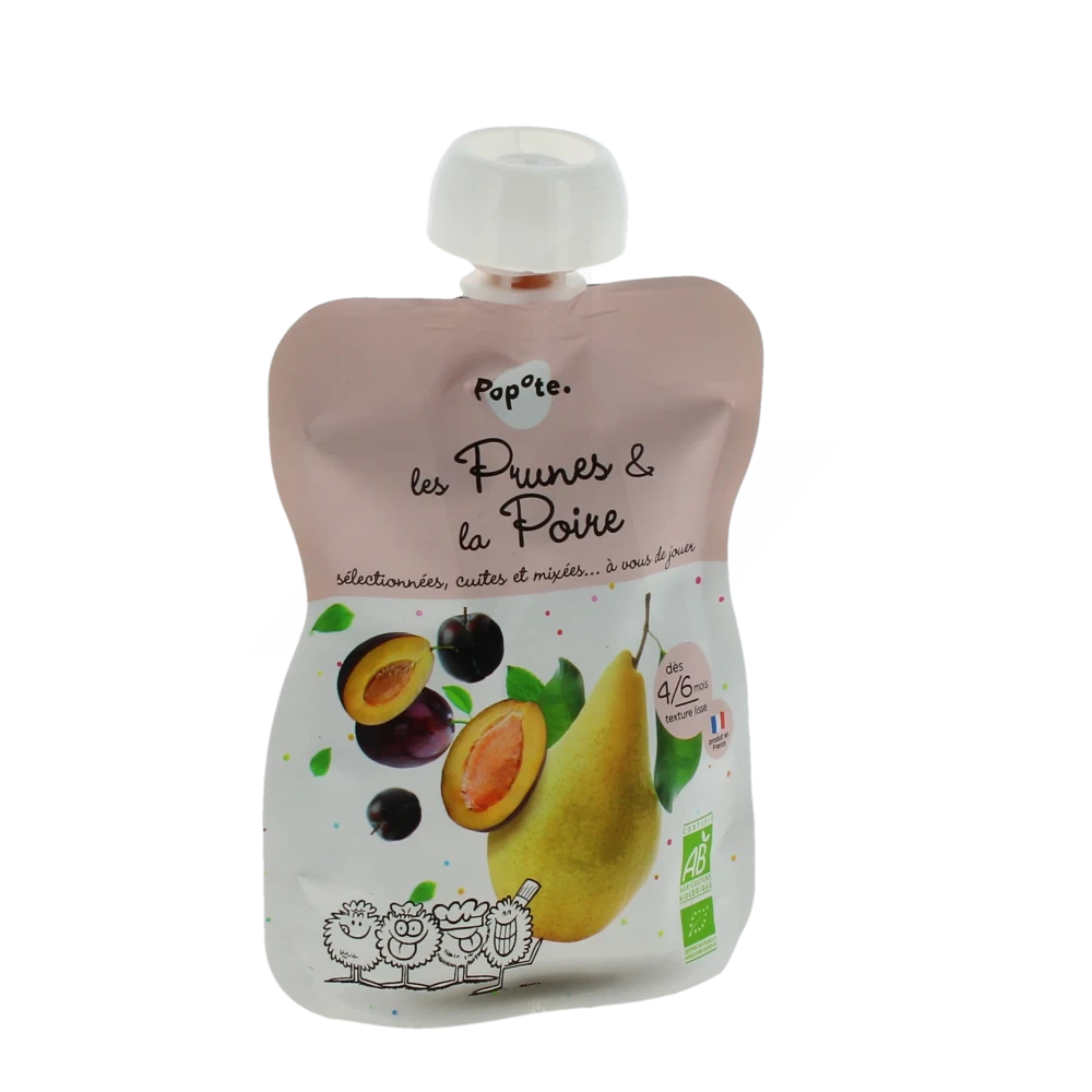 Popote Prunes &amp; Poire Bio Gourde De 120 G
