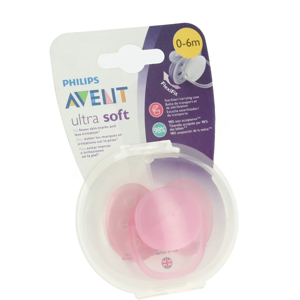 Avent Sucette Ultra Douce Silicone 0-6mois Girl B/1