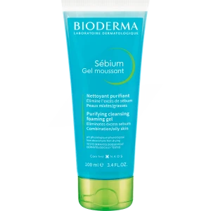 Bioderma Sébium Gel Nettoyant Purifiant Peau Mixte à Grasse Format Voyage 100ml
