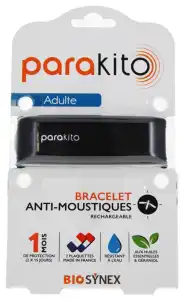 Parakito Color Bracelet Rechargeable Anti-moustique Adulte Noir B/2 à Nogaro