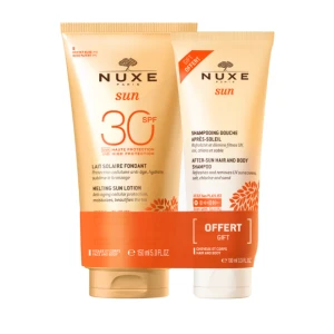 Nuxe Sun Lait Solaire Fondant Haute Protection Spf30 Visage Et Corps T/150ml+shampooing Douche Après-solaire