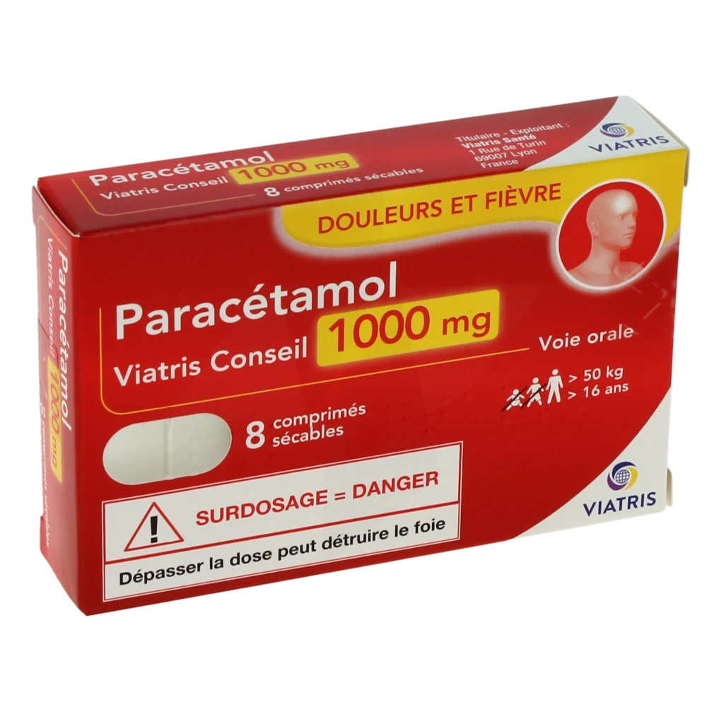 Paracetamol Viatris Conseil 1000 Mg, Comprimé Sécable