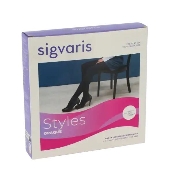 Sigvaris Styles Opaque Bas Auto-fixants  Femme Classe 2 Noir Medium Normal