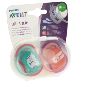 Avent Ultra Air Sucette Silicone +18mois Girl Vert B/2