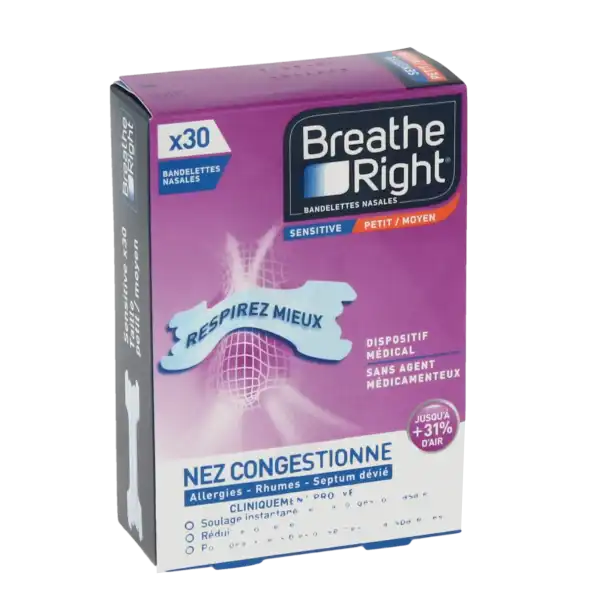 Breathe Right Bandelettes Nasales Sensitive B/30